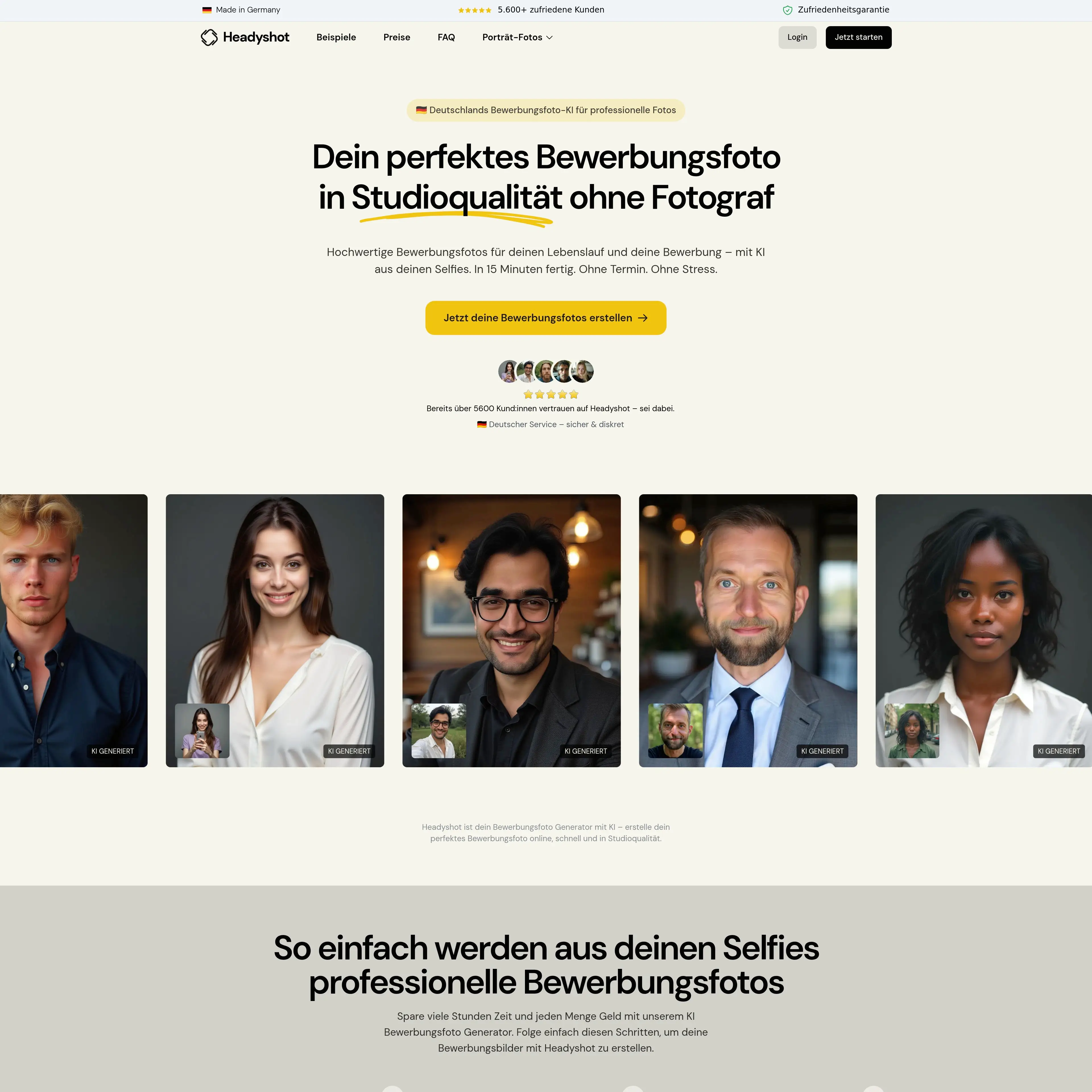 Screenshot von Headyshot, der AI Headshot Generator